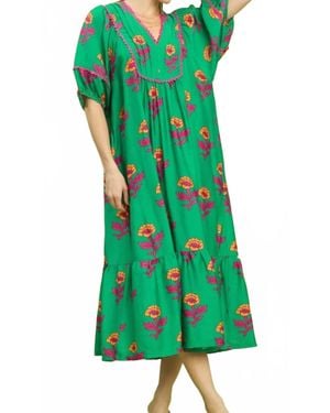 Umgee Patterned Dress - Green