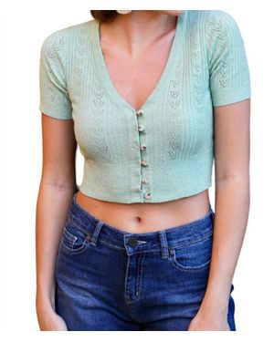 Be Cool Kammy V-Neck Crop Top - Blue