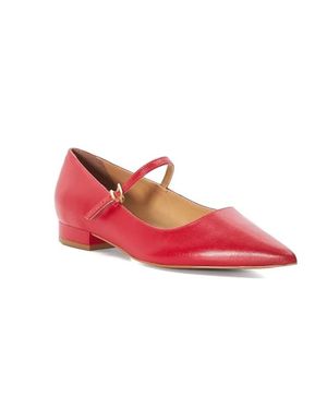 Dune Hastas Mary Jane Womenred Leather Pointed Toe Flat Shoes Zogg3099