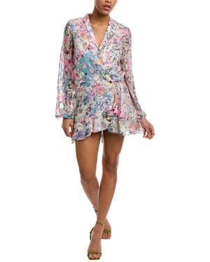 Rococo Sand Faux Wrap Mini Dress - Blue