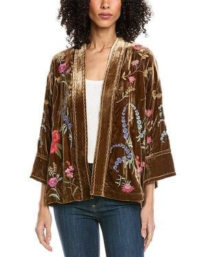 Johnny Was Mayra Silk-Blend Kimono - Brown