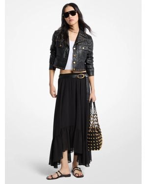 Michael Kors Georgette High-Low Skirt - Black