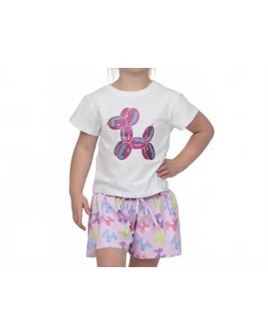 Azarhia Glitter Neon Balloon Dog Boxy Tee - Black