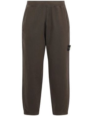 Stone Island Compass Logo Cropped Sweatpants - Gray