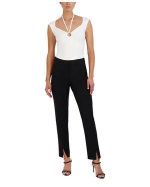 BCBGMAXAZRIA Halter Tie Keyhole Bodysuit - Black
