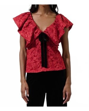 Sugarlips Maryn Jacquard Luci Babydoll Top - Red
