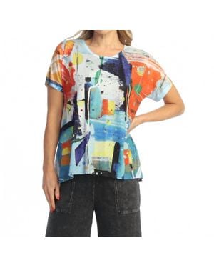 Jess & Jane Malibu Soft Mesh Short Sleeve Top - Blue