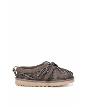 UGG Leather Wool-Lined Mules - Brown