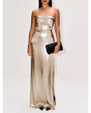 Galvan London Laminated Bandeau Dress - Natural