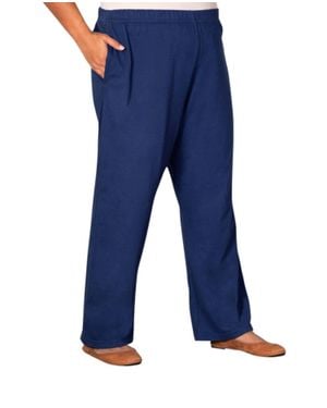 On The Plus Side Cotton Wide Leg Pants - Blue