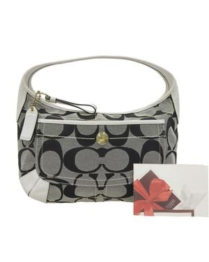 COACH Signature Hobo Bag Canvas Leather - Gray