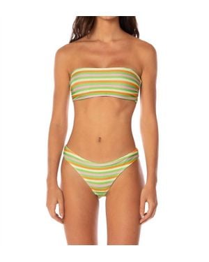 Maaji Stripe Tiffany Strapless Bandeau Bikini Top - Green