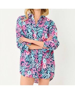 Lilly Pulitzer Kwitney Long Sleeve Cover-Up Shirt - Blue