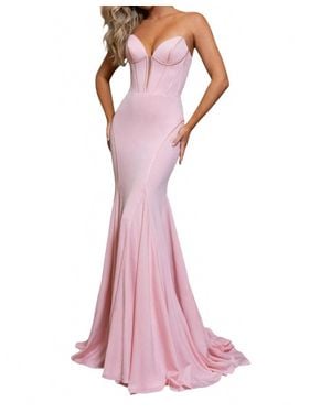 Rachel Allan Figure-Hugging Strapless Prom Dress - Pink