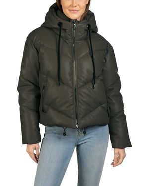 Love Token Long Sleeve Hooded Puffer Jacket - Black
