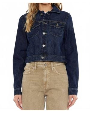 Kancan Front Patch Pocket Crop Jacket - Blue