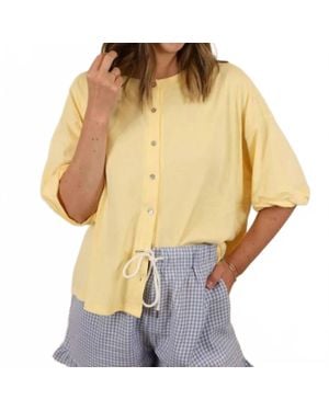 Sewn and Seen Oversized Button Front Top - Yellow