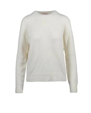 MC2 Saint Barth Alpaca Wool Blend Knit Sweater With Crew Neckline - White