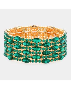 Fashnzfab Marquise Stone Accented Stretch Evening Bracelet - Green