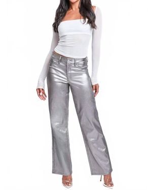 YMI Smoke High Rise Straight Leg Metallic Pants - Gray