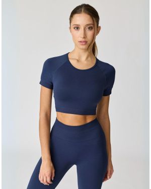 AVA Active Airlite Seamless Crop T-Shirt - Blue