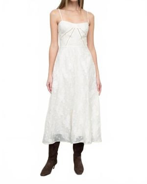 Moon River Juliet Spaghetti Strap Midi Dress - White