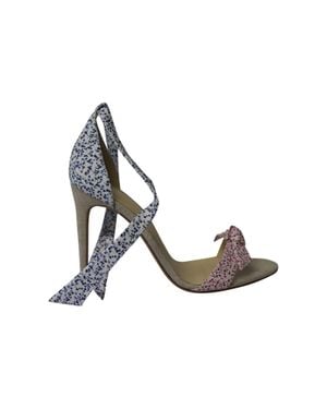 Alexandre Birman Floral Knotted Cotton Heels - Metallic