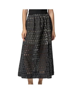 Lilla P Eyelet Side Button Maxi Skirt - Black