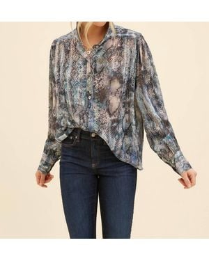 Fifteen Twenty Shirred Blouse - Blue