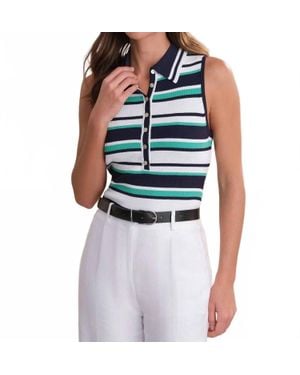 525 America Vivienne Johnny Collar Stripped Tank - Blue