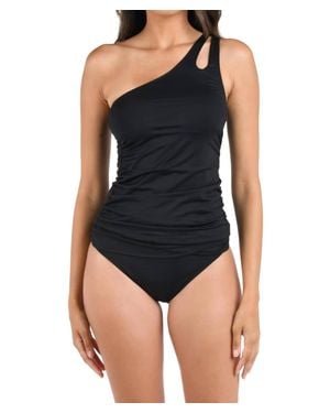 La Blanca One Shoulder Keyhole Tankini Swimsuit Top - Blue