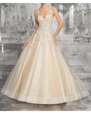 Mori Lee Mahala Crystal Beaded Dress - Gray