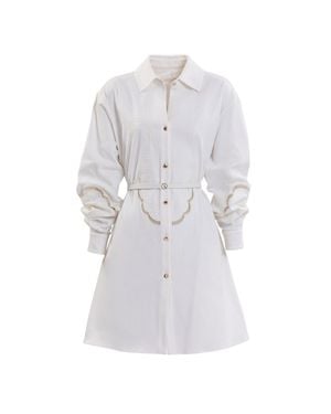 Saiid Kobeisy Perforated Denim Dress - White