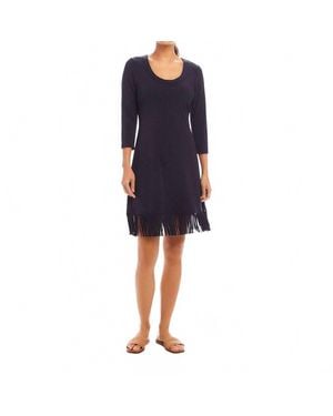 Karen Kane Fringe Hem Mini Dress - Blue