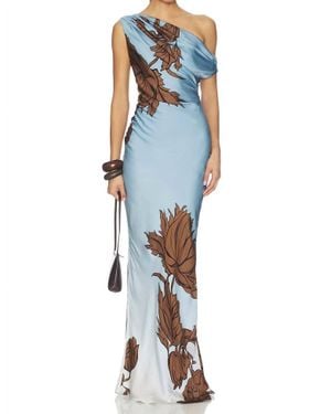 Rococo Sand One Shoulder Maxi Dress - Blue