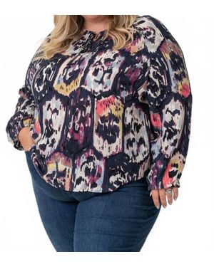 NIC+ZOE Medallion Mix Long Sleeve Top - Blue