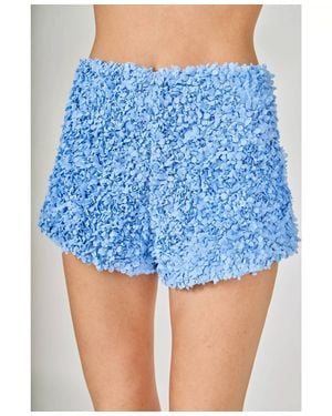2.7 August Apparel 3D Floral Mini Shorts - Blue