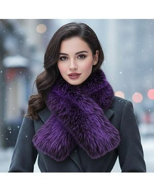 TRUEDAMES Plush Faux Fur Winter Scarf - Purple