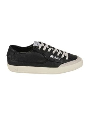 Autry Windscape Low Cracked Leather Sneakers - Black