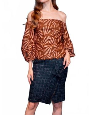 Eva Franco Tweed Pencil Mini Skirt - Blue