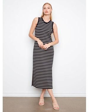 Charlie b Scuba Stripe Yarn Dye Sleeveless Dress - White