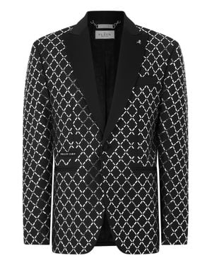 Philipp Plein Blazer All-Over Strass Baguettes - Black