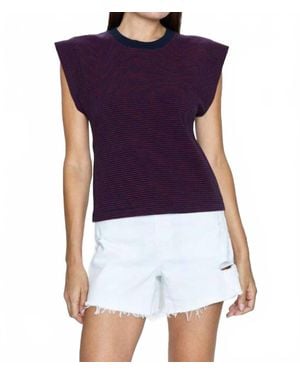 Pistola Marina Wide Shoulder Muscle Tee Top - Blue