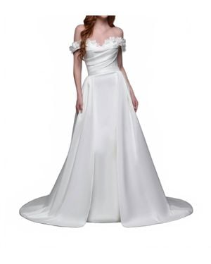 Da Vinci Bridal Off The Shoulder Wedding Gown - Gray