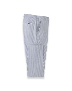 Paul Fredrick Stripe Seersucker Flat Front Suit Pants - Gray