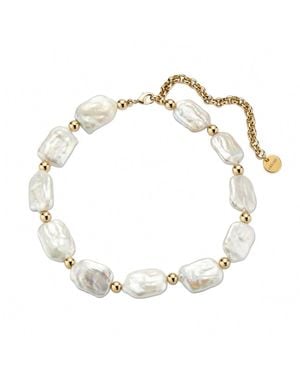 Eklexic Penn Pearl & Bead Choker Necklace - Metallic