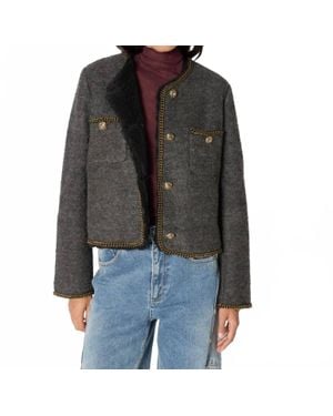 Berenice Melrose Chain Trimmed Jacket With Sherpa Lining - Black