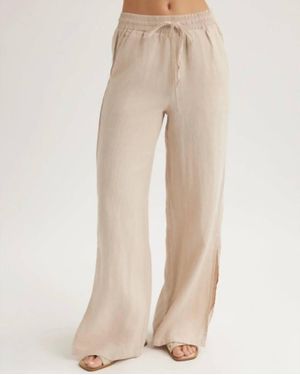 Bella Dahl Side Slit Wide Leg Pants - Natural