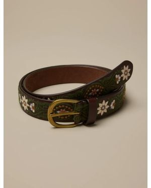 Lucky Brand And Flower Embroidered Belt - Brown