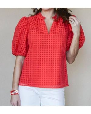 Sugarlips Poppy Fields Puff Sleeve Top - Red